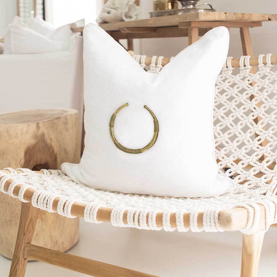 Bandhini Design House Lounge Cushion Amulet Delhi White & Natural Lounge Cushion 55 x 55cm