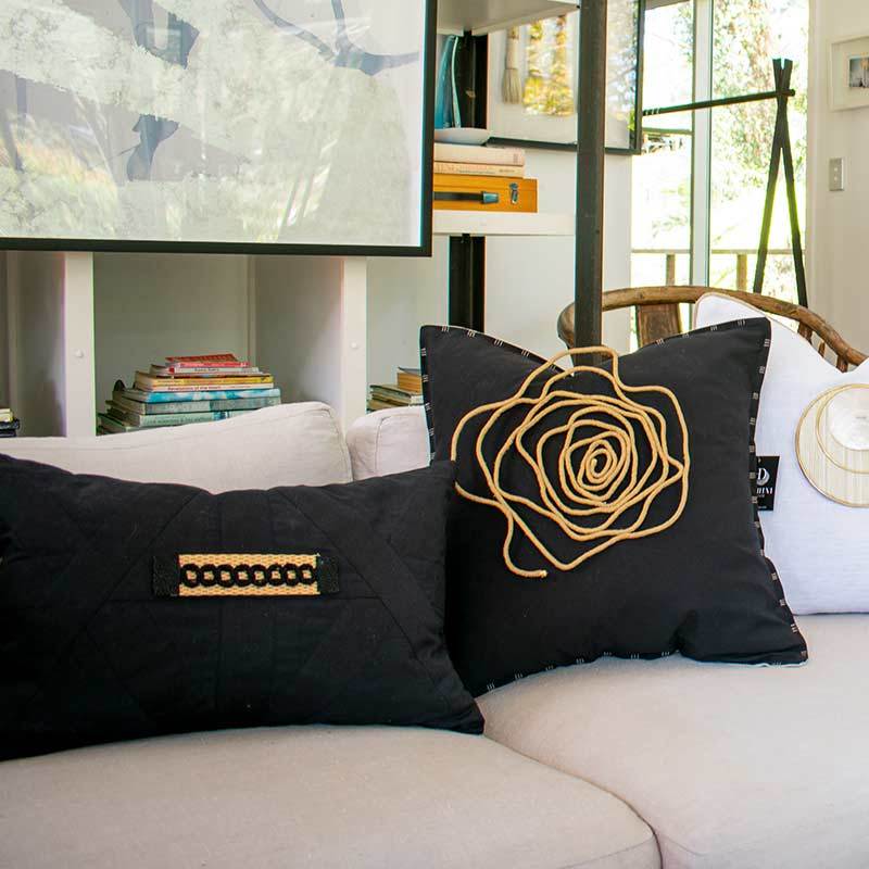 Bandhini Design House Lounge Cushion Bling String Black & Natural Lounge Cushion 55 x 55cm