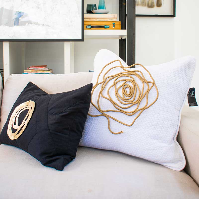 Bandhini Design House Lounge Cushion Bling String White & Natural Lounge Cushion 55 x 55cm