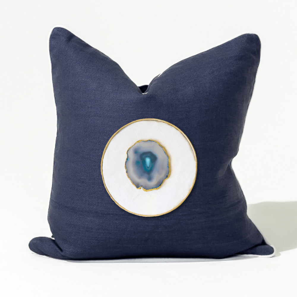 Bandhini Design House Lounge Cushion Blue Agate Slice Navy & White Lounge Cushion 55 x 55cm