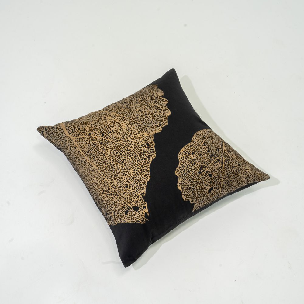Bandhini Design House Lounge Cushion Bone Leaf Black Lounge Cushion 55 x 55cm