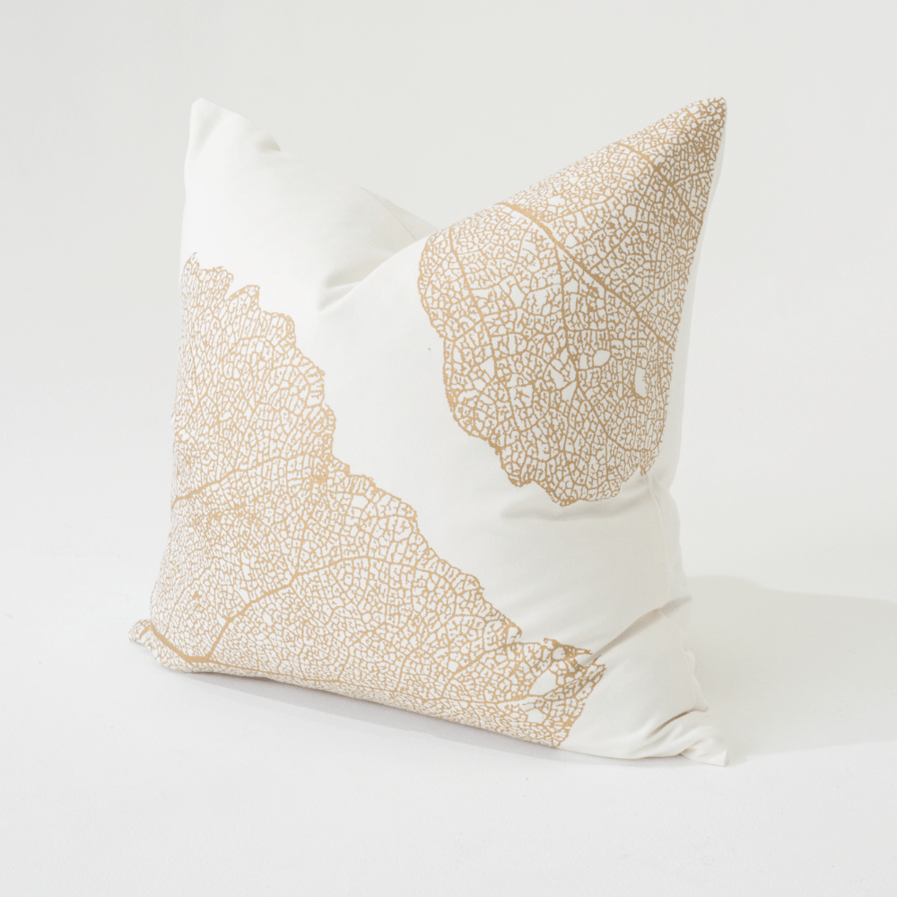 Bandhini Design House Lounge Cushion Bone Leaf White Lounge Cushion 55 x 55cm