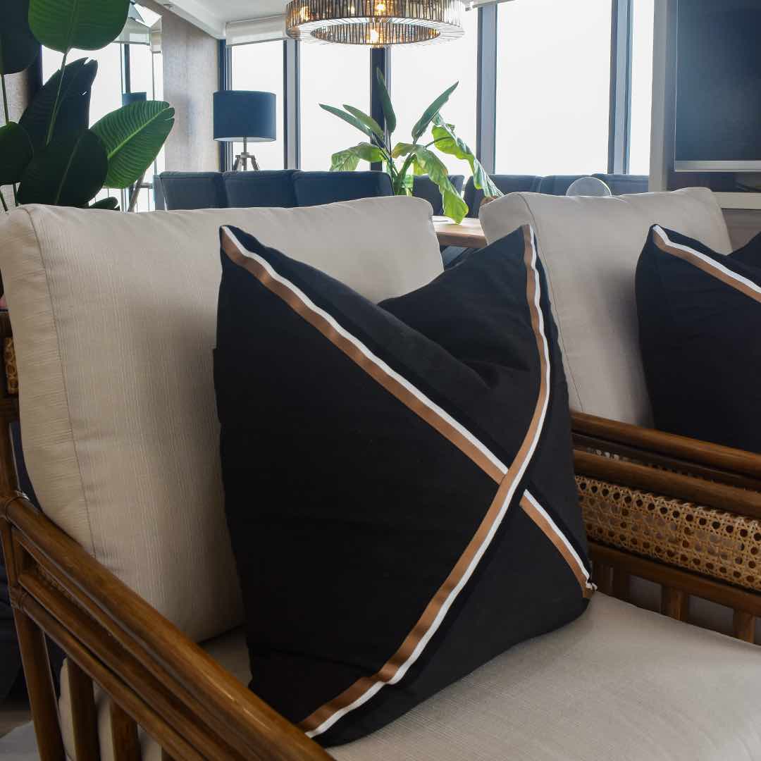 Bandhini - Design House Lounge Cushion Braid Cayman Cross Black Lounge Cushion 55 x 55cm