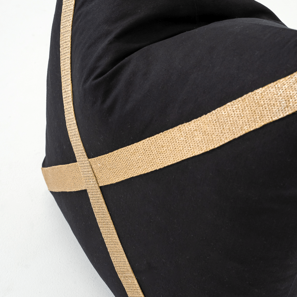 Bandhini Design House Lounge Cushion Braid Gold Cross Black Lounge Cushion 55 x 55cm
