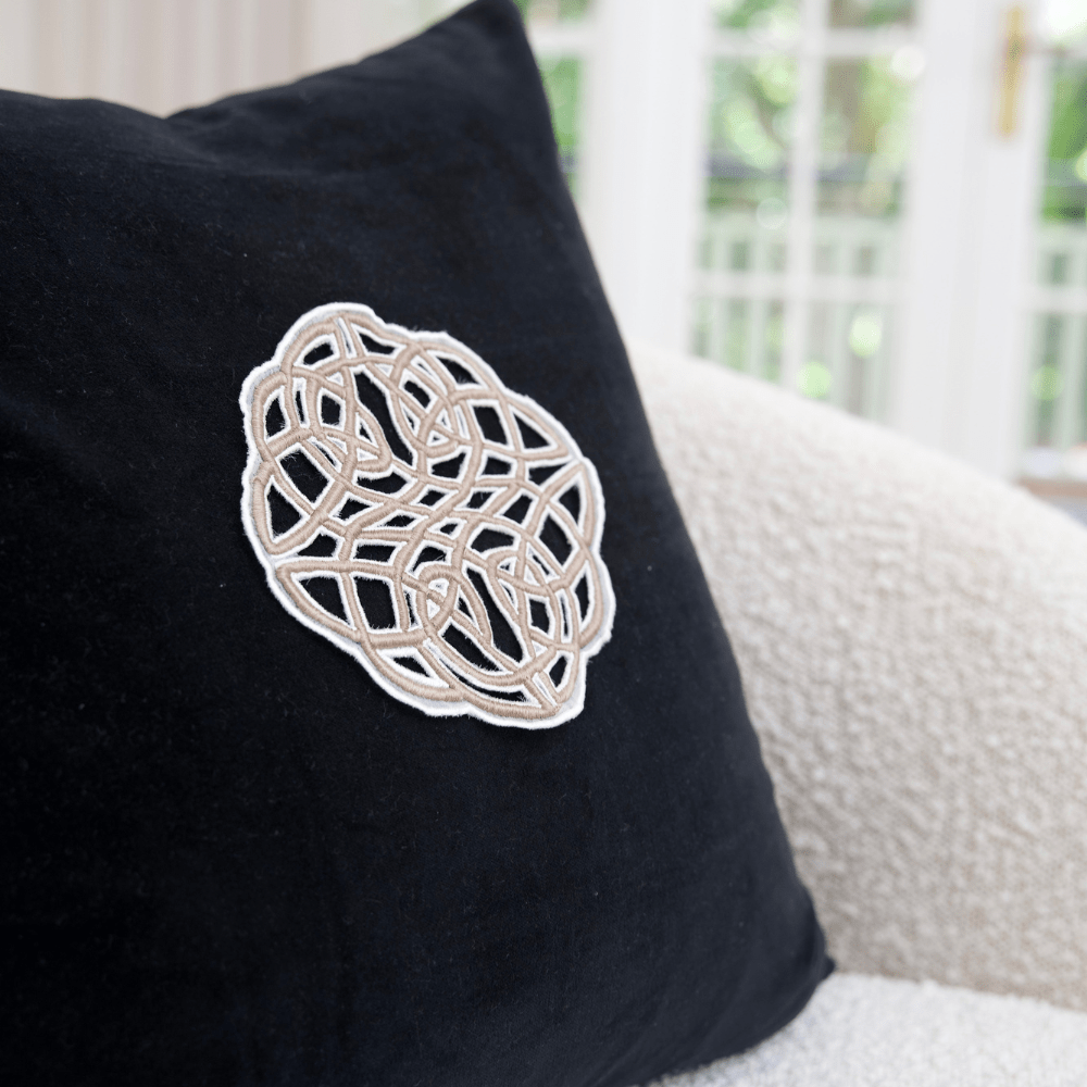 Bandhini Design House Lounge Cushion Celtic Knot Black & Natural Lounge Cushion 55 x 55cm