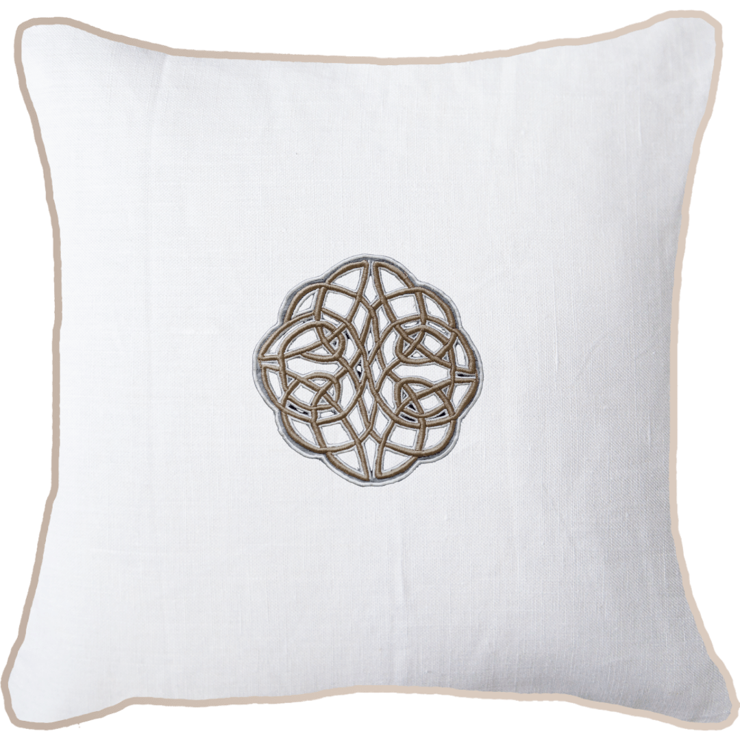 Bandhini Design House Lounge Cushion Celtic Knot White & natural Lounge Cushion 55 x 55cm