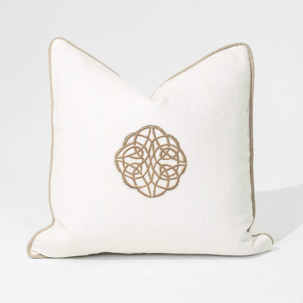 Bandhini Design House Lounge Cushion Celtic Knot White & natural Lounge Cushion 55 x 55cm