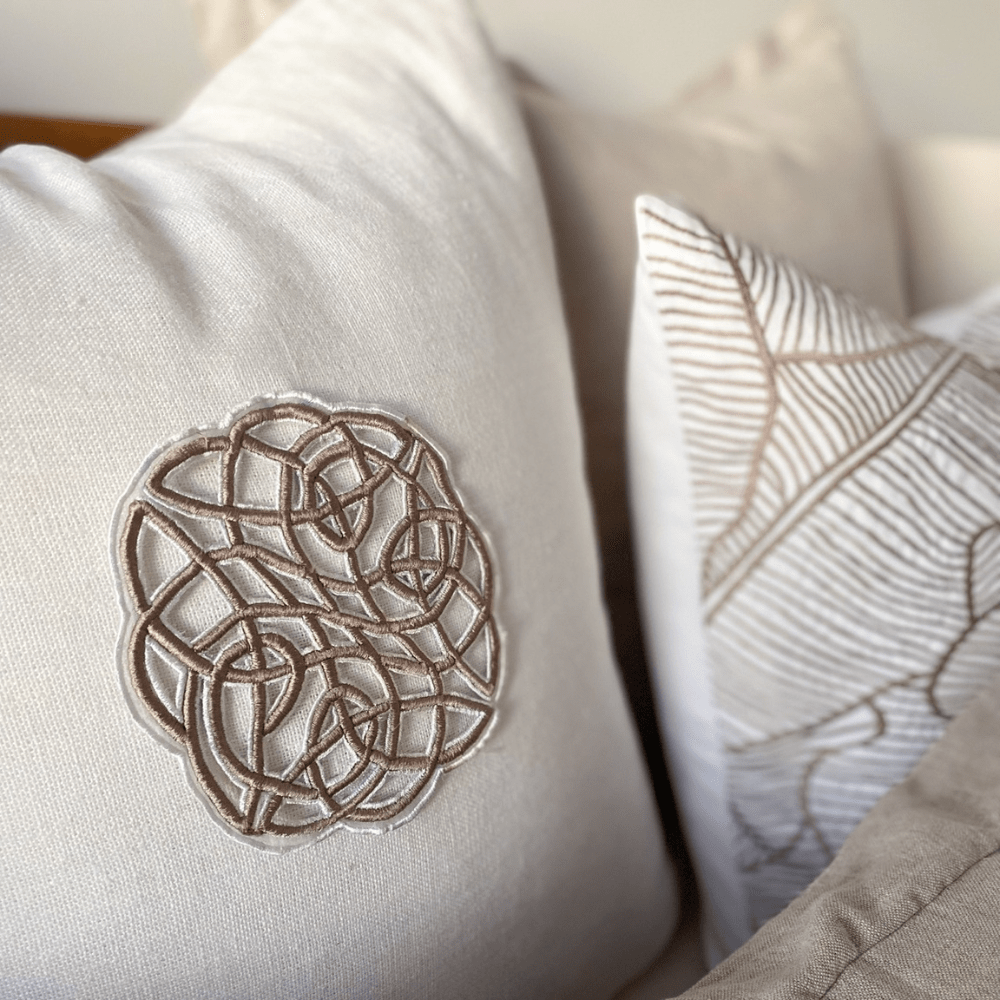 Bandhini Design House Lounge Cushion Celtic Knot White & White Lounge Cushion 55 x 55cm