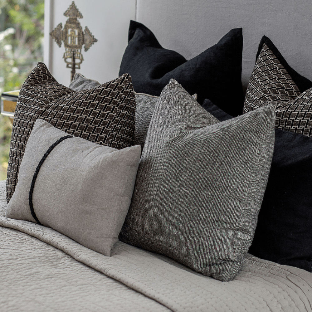 Bandhini - Design House Lounge Cushion Chester Tweed Black Lounge Cushion 55 x 55cm