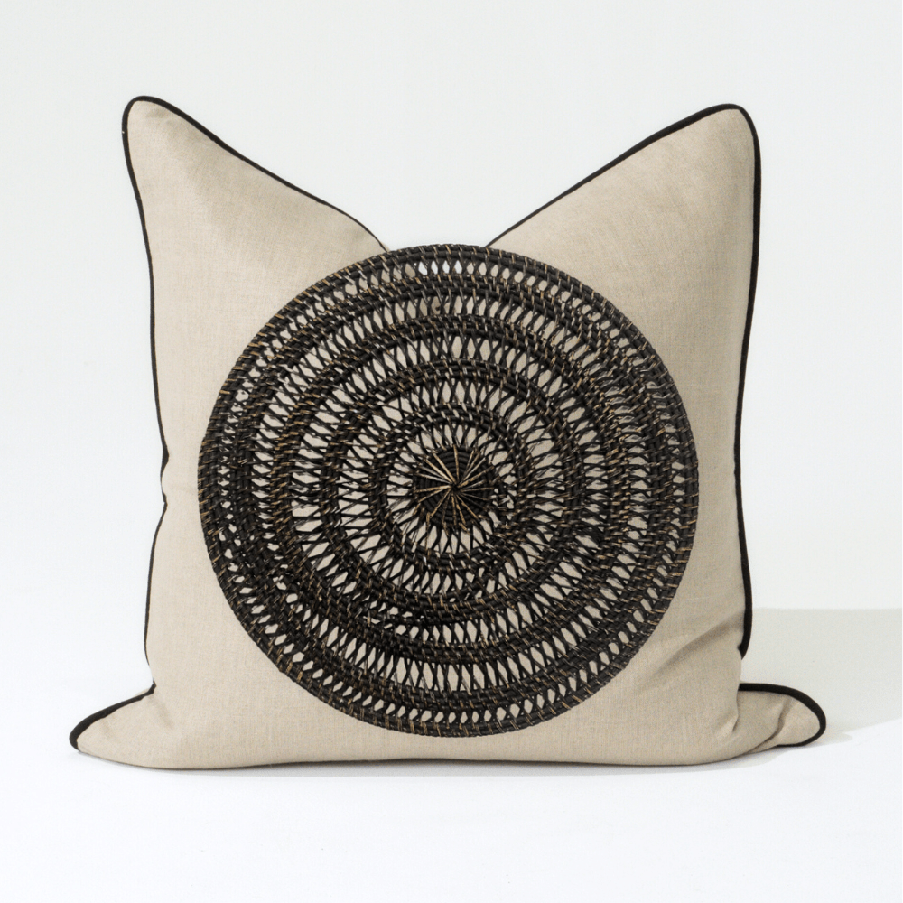 Bandhini Design House Lounge Cushion Chocolate Weave Place Mat Natural & Black Lounge Cushion 55 x 55cm