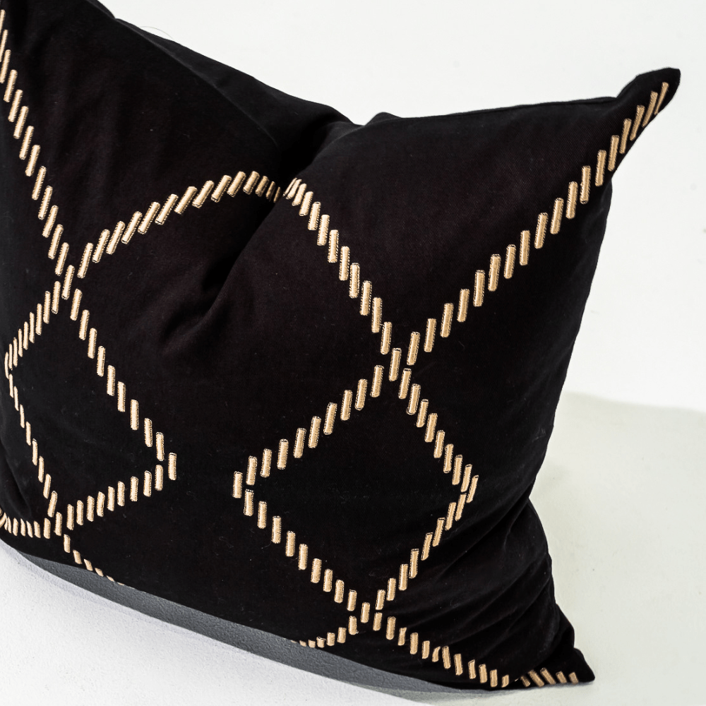 Bandhini Design House Lounge Cushion Dot Crop Circles Black Medium Cushion 50 x 50cm