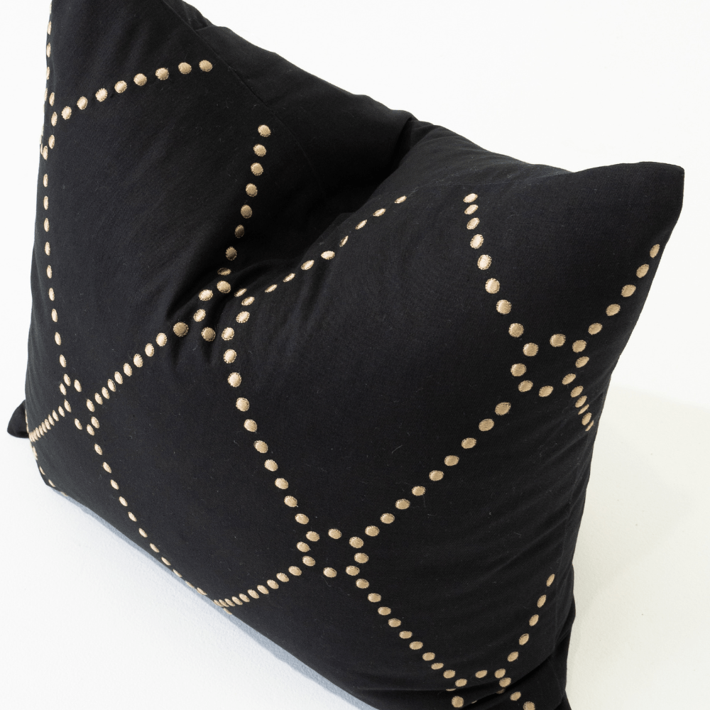 Bandhini Design House Lounge Cushion Dot Diamond Black Medium Cushion 50 x 50cm