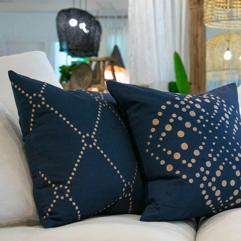 Bandhini Design House Lounge Cushion Dot Diamond Navy Medium Cushion 50 x 50cm
