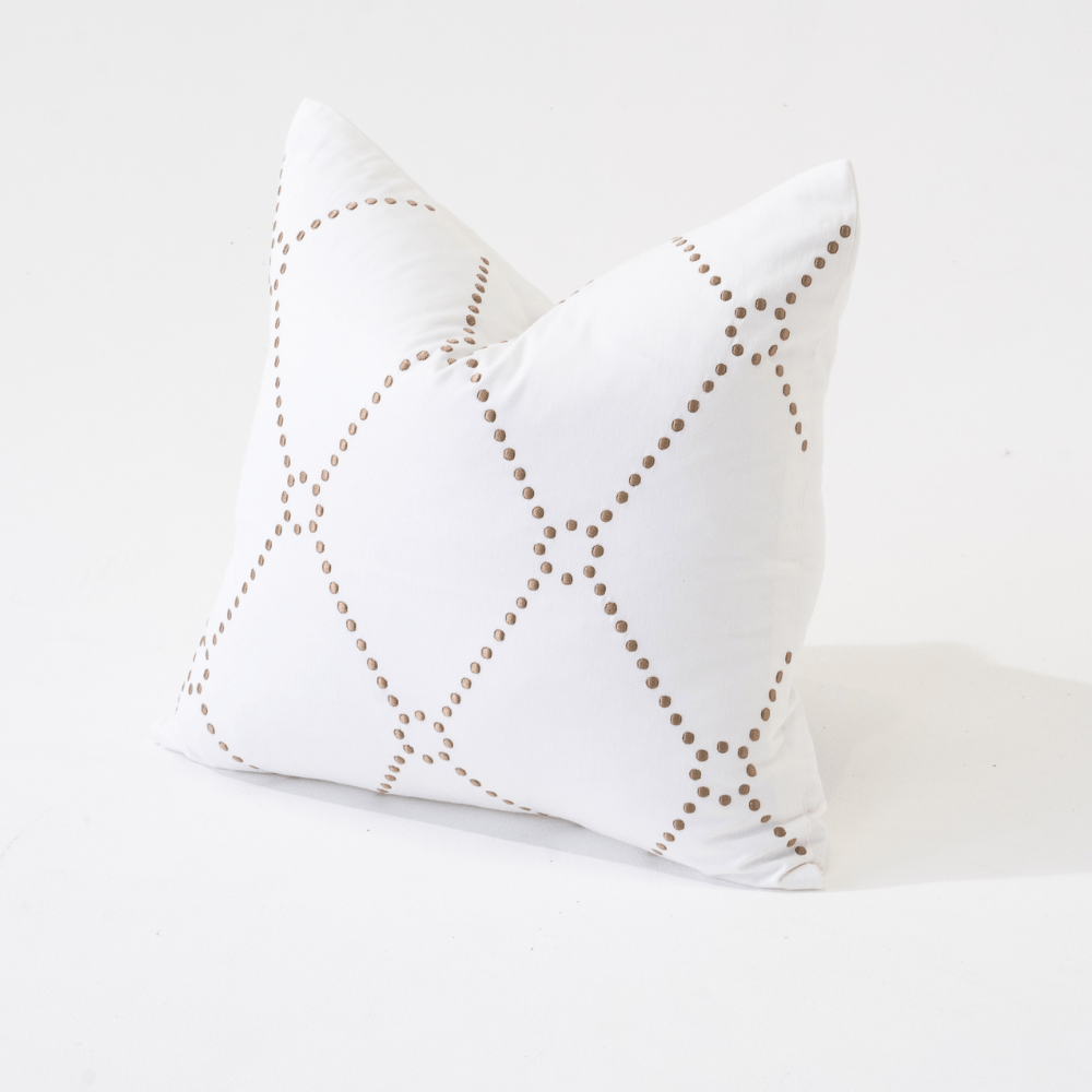 Bandhini Design House Lounge Cushion Dot Diamond White Medium Cushion 50 x 50cm
