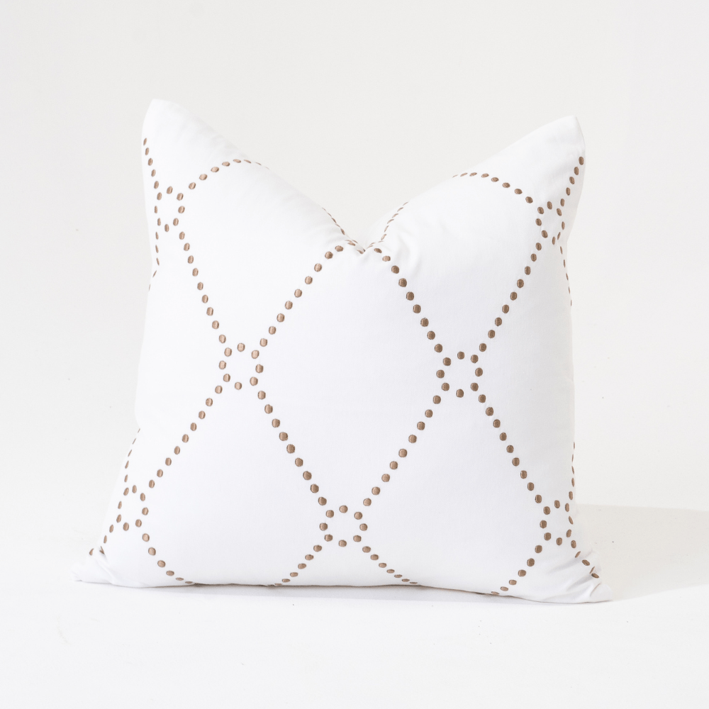 Bandhini Design House Lounge Cushion Dot Diamond White Medium Cushion 50 x 50cm