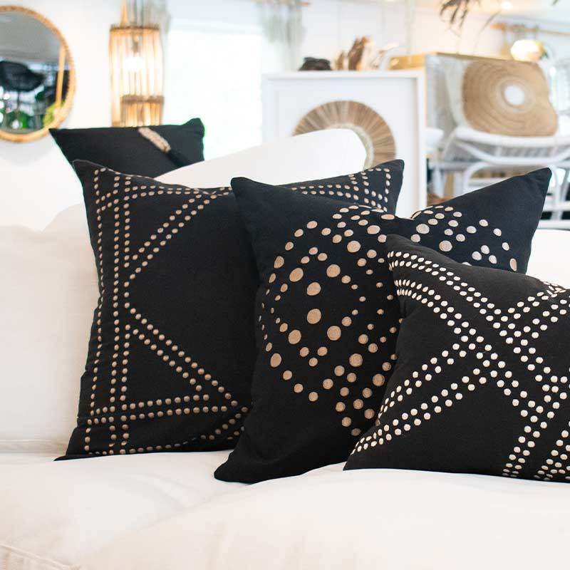 Bandhini Design House Lounge Cushion Dot Frame Black Lounge Cushion 55 x 55cm