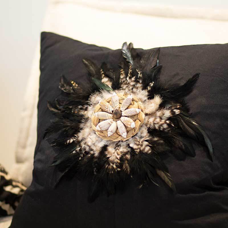Bandhini Design House Lounge Cushion Feather Shell Black Juju Black & Natural Lounge Cushion 55 x 55cm