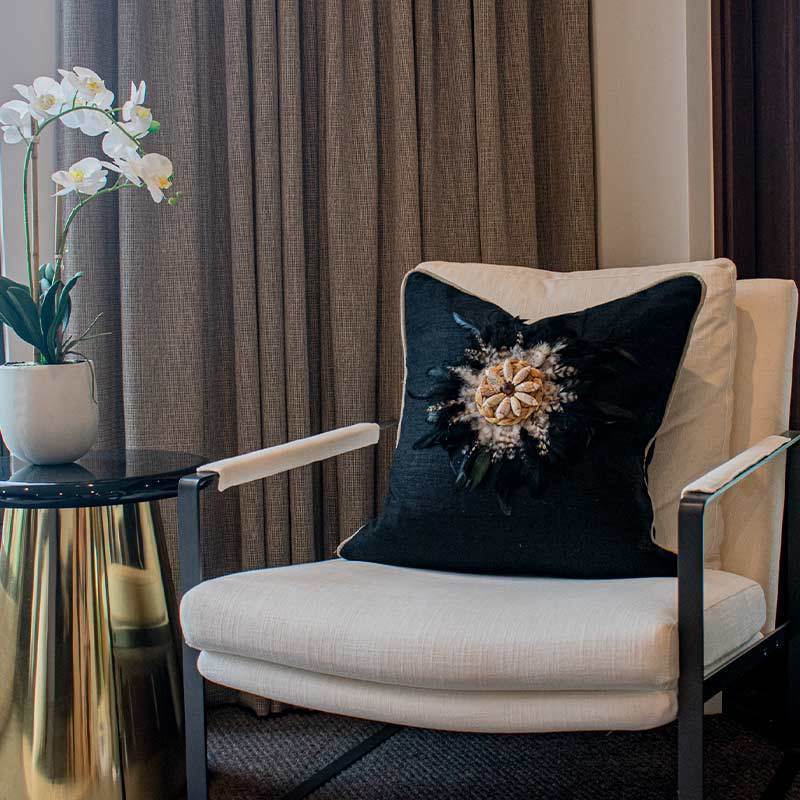 Bandhini Design House Lounge Cushion Feather Shell Black Juju White & Natural Lounge Cushion 55 x 55cm