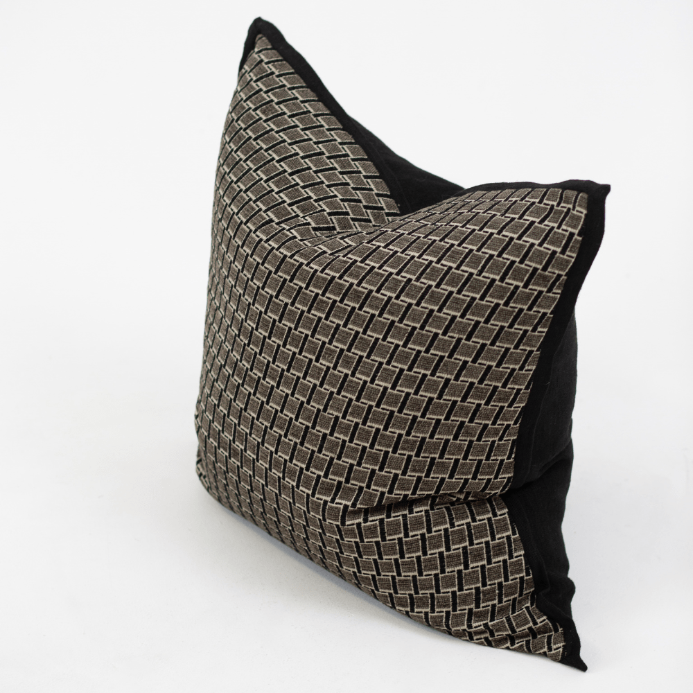 Bandhini Design House Lounge Cushion Global Basket Weave Black Euro Cushion 65 x 65cm