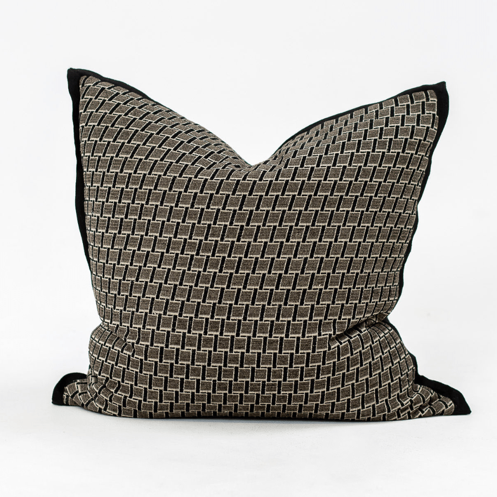 Bandhini Design House Lounge Cushion Global Basket Weave Black Euro Cushion 65 x 65cm