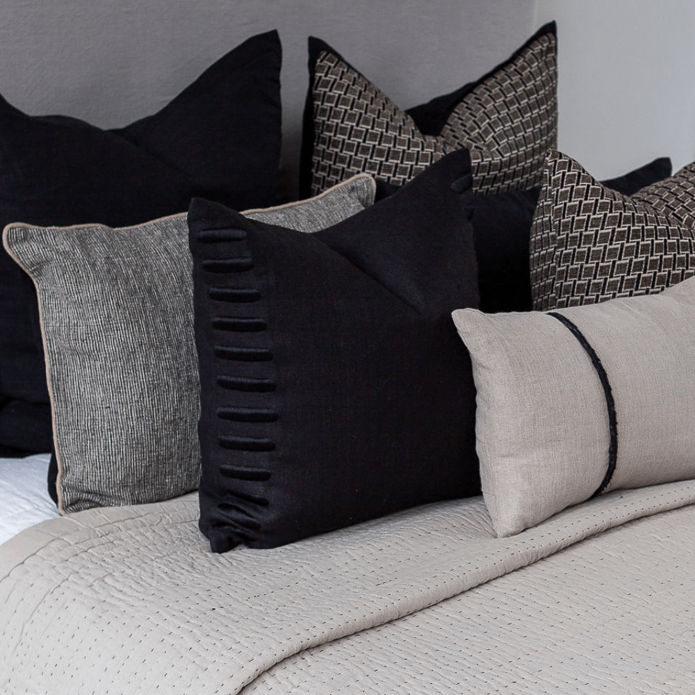 Bandhini Design House Lounge Cushion Global Chester Weave Black Sham Cushion 46 x 69cm