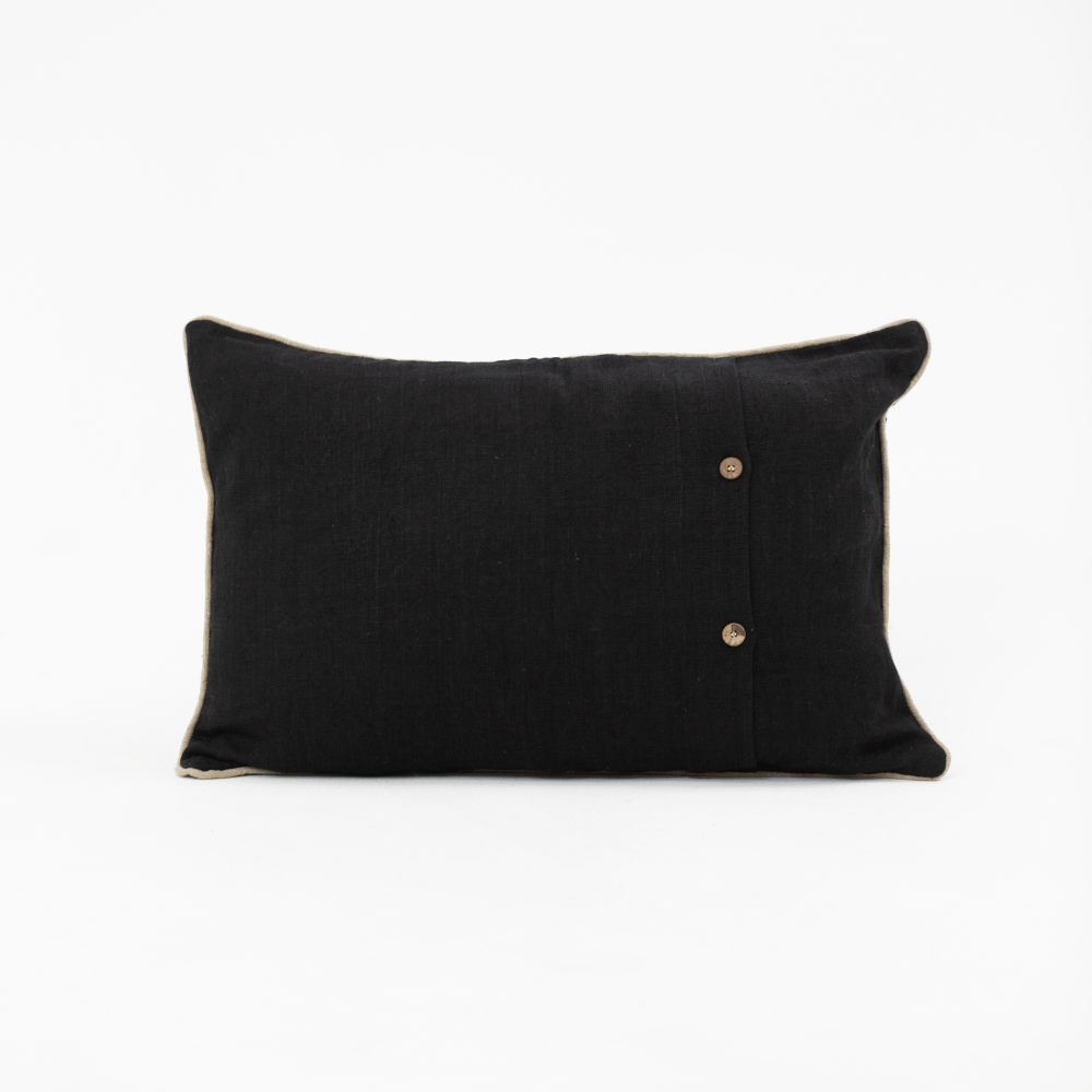 Bandhini Design House Lounge Cushion Global Chester Weave Black Sham Cushion 46 x 69cm