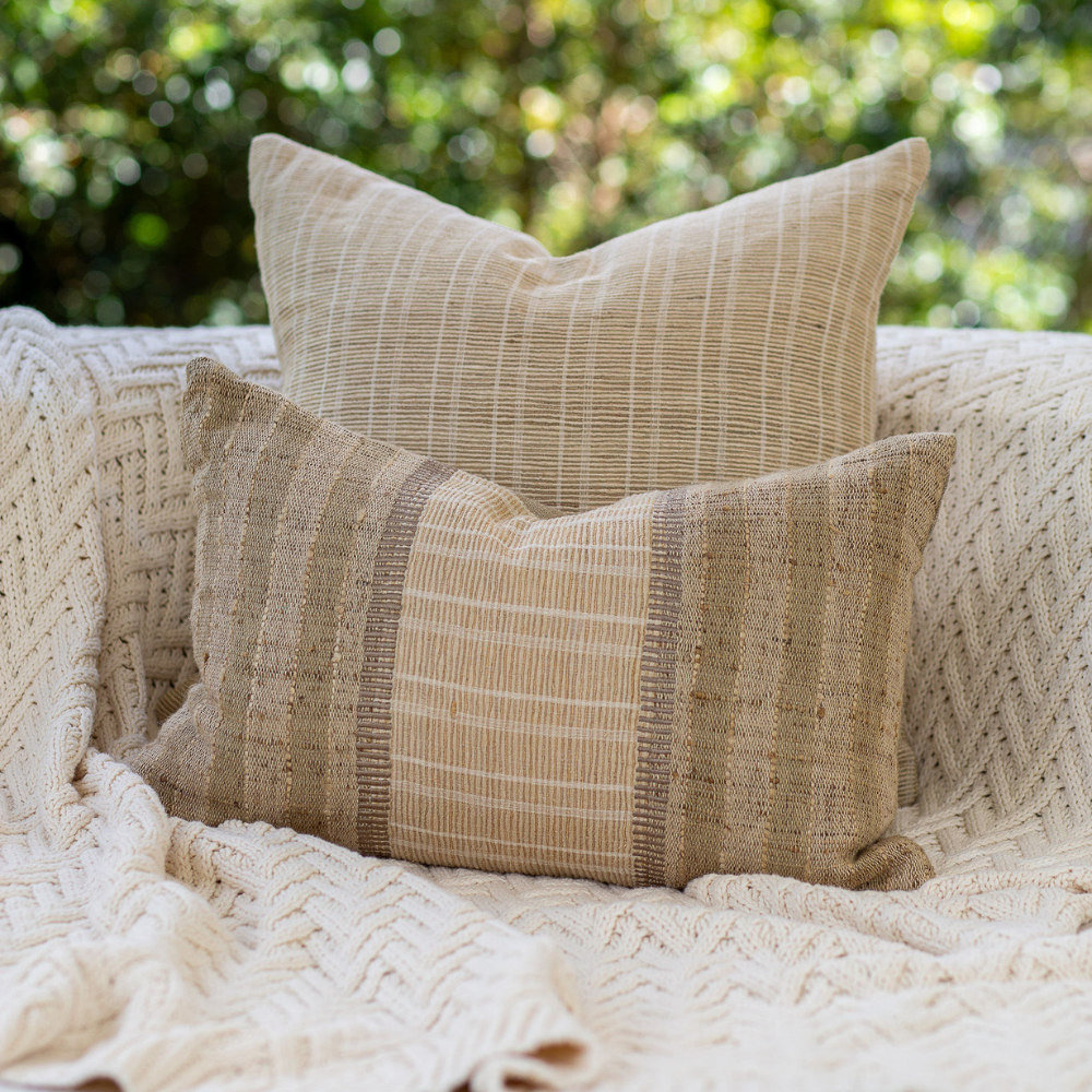Bandhini - Design House Lounge Cushion Global Weave Balmoral Natural Lumbar Cushion 35 x 53cm