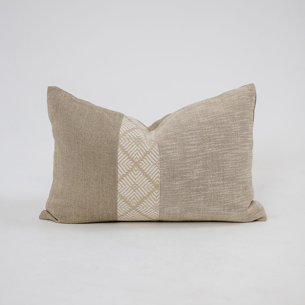 Bandhini Design House Lounge Cushion Global Weave Phulkari Ivory Lumbar Cushion 35 x 53cm