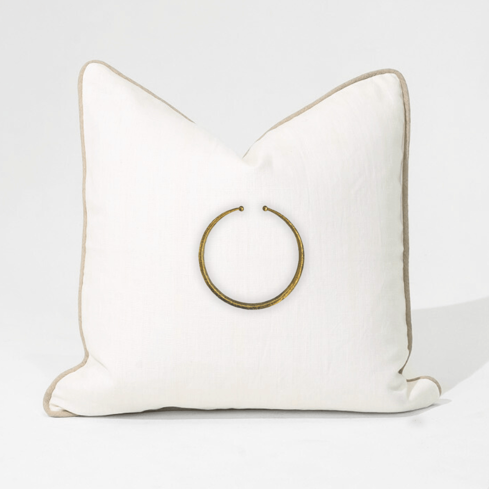 Bandhini Design House Lounge Cushion Gold Amulet White & Natural Lounge Cushion 55 x 55cm