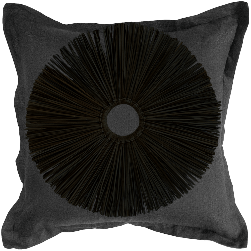 Bandhini Design House Lounge Cushion Grass Ring Black Black Euro Cushion 65 x 65cm