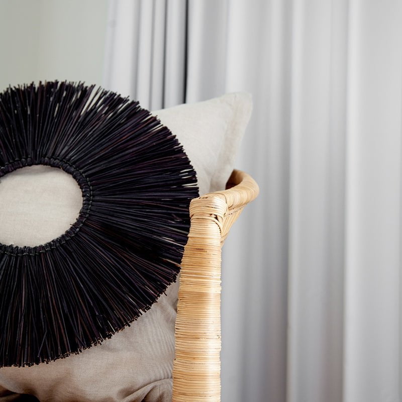 Bandhini Design House Lounge Cushion Grass Ring Black Natural Euro Cushion 65 x 65cm
