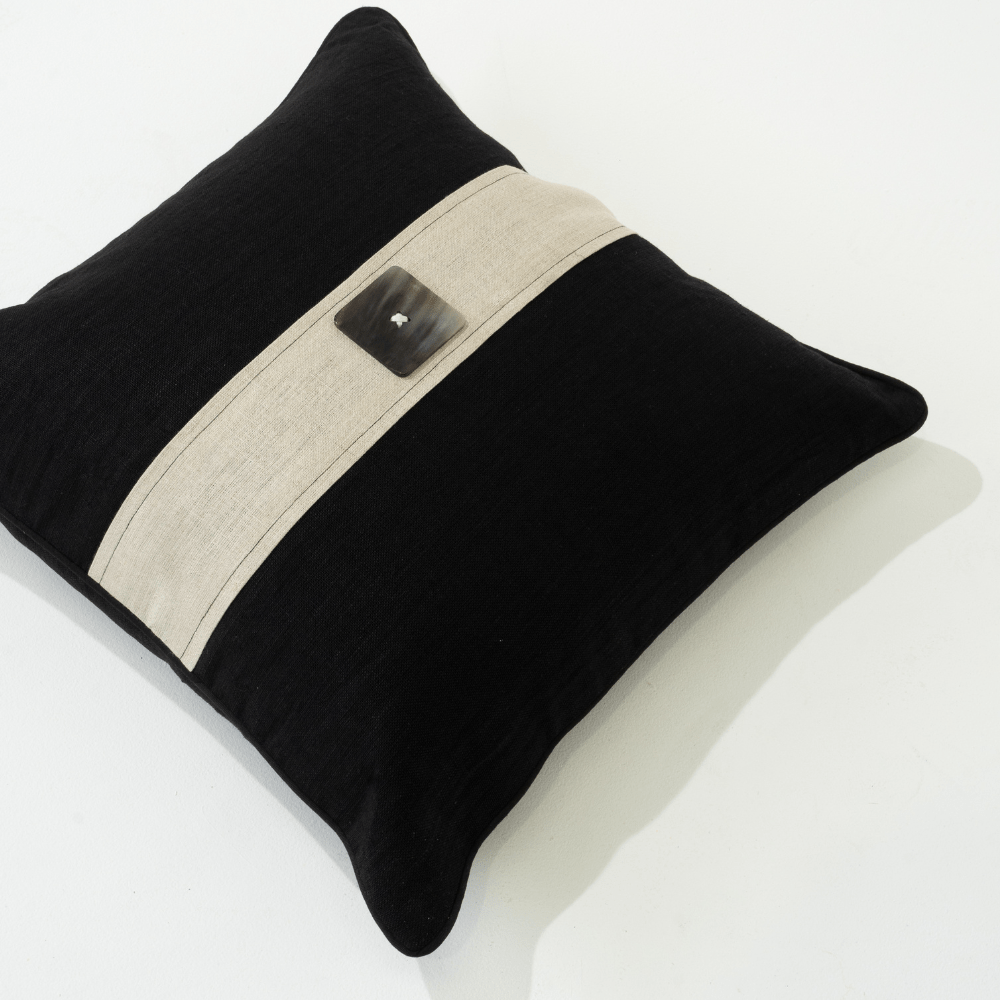 Bandhini Design House Lounge Cushion Horn Button Black Lounge Cushion 55 x 55cm