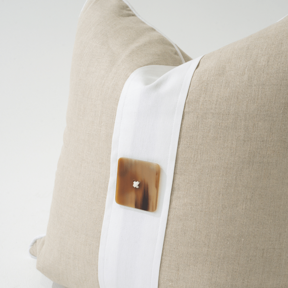 Bandhini Design House Lounge Cushion Horn Button Natural Lounge Cushion 55 x 55cm