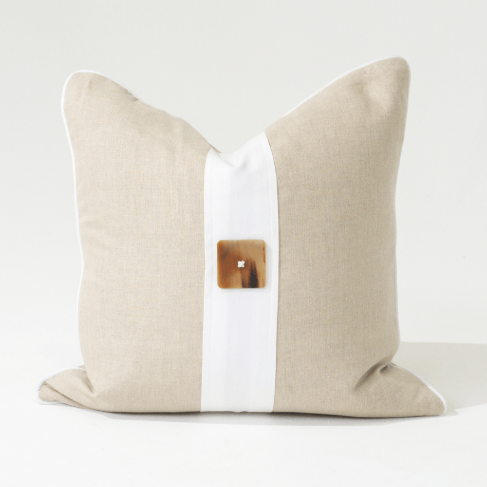 Bandhini Design House Lounge Cushion Horn Button Natural Lounge Cushion 55 x 55cm