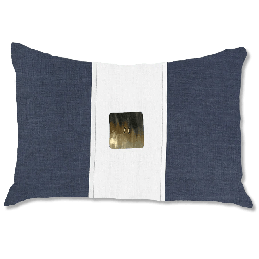 Bandhini Design House Lounge Cushion Horn Button Navy & White Lumbar Cushion 35 x 53cm