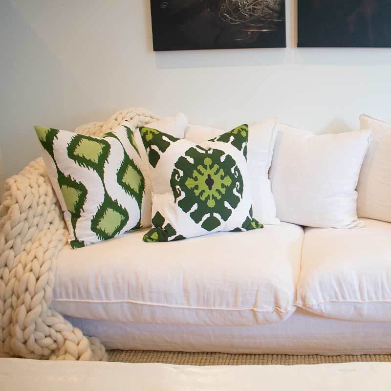 Bandhini Design House Lounge Cushion Inner Ikat Cluster Green Lounge Cushion 55 x 55cm