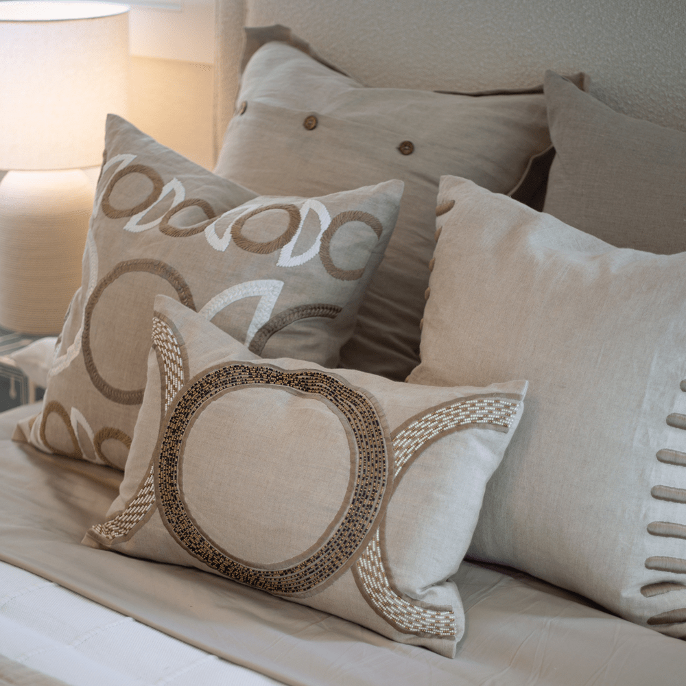 Bandhini Design House Lounge Cushion Inter Coco Beads Natural Lumbar Cushion 35 x 53cm