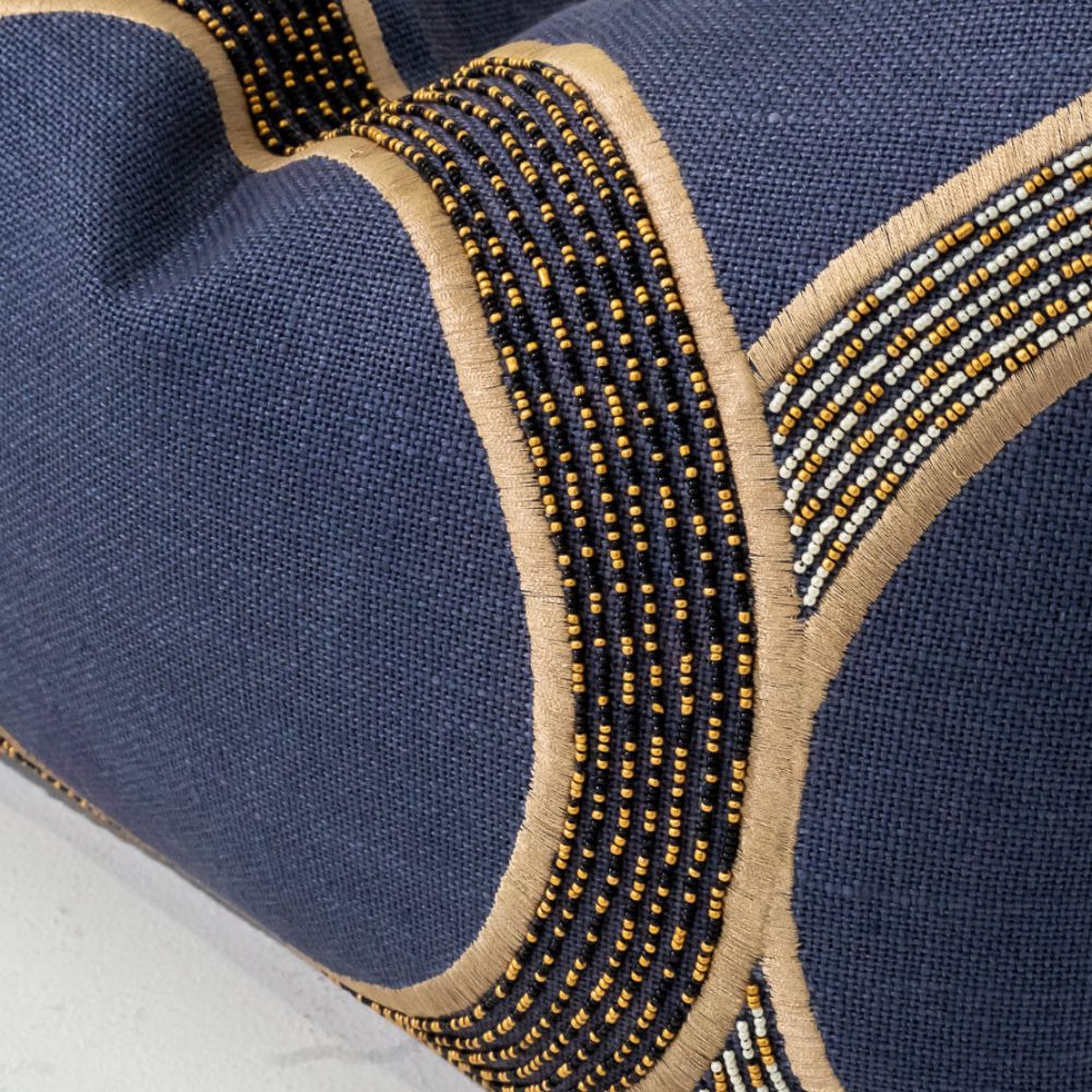 Bandhini Design House Lounge Cushion Inter Coco Beads Navy Lumbar Cushion 35 x 53cm