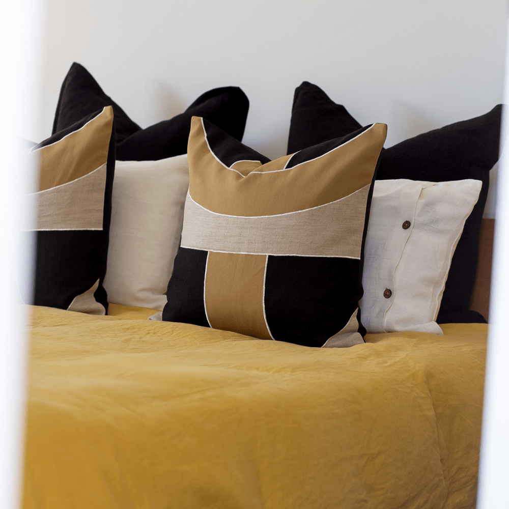 Bandhini Design House Lounge Cushion Inter Gem Applique Black Lounge Cushion 55 x 55cm