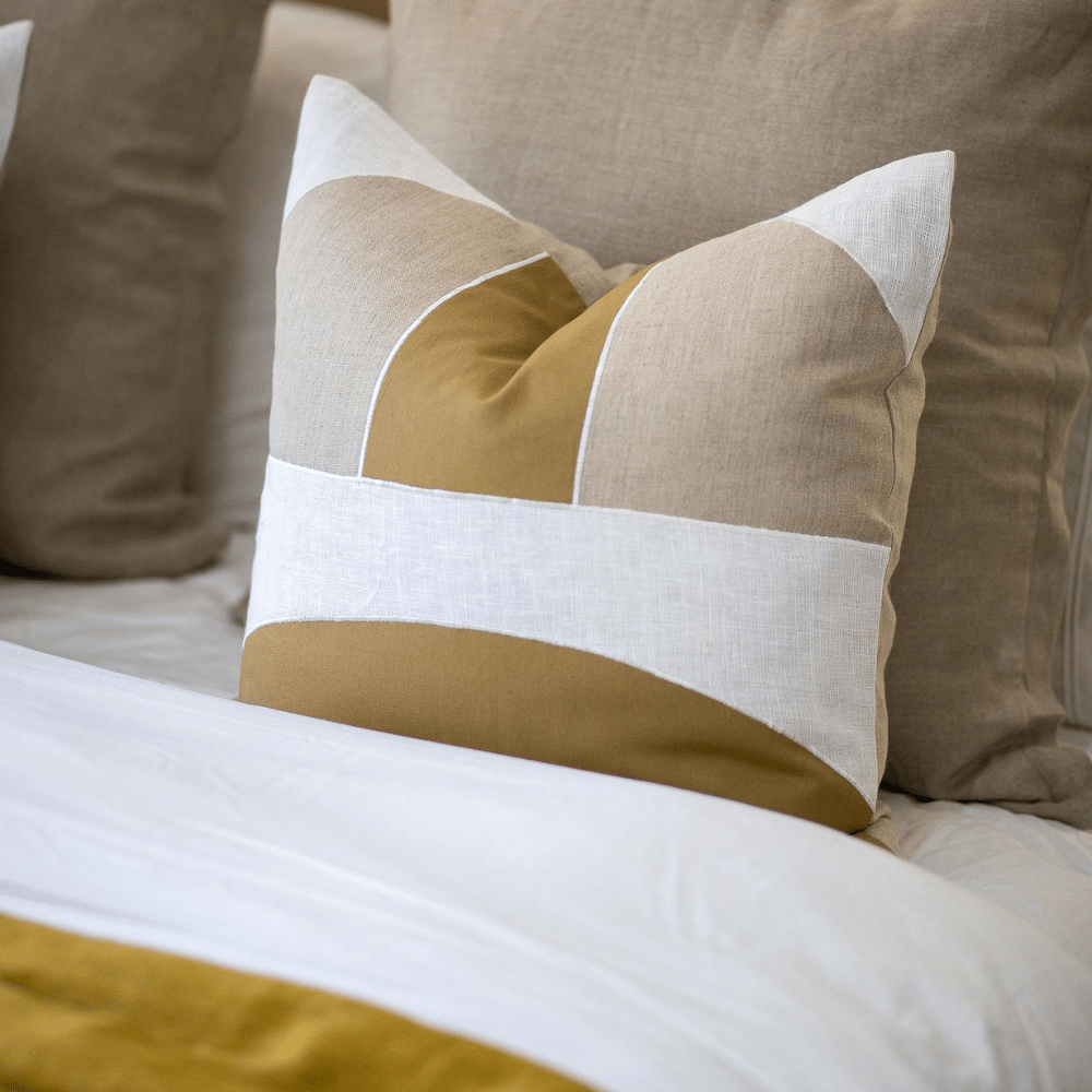Bandhini Design House Lounge Cushion Inter Gem Applique Natural Lounge Cushion 55 x 55cm