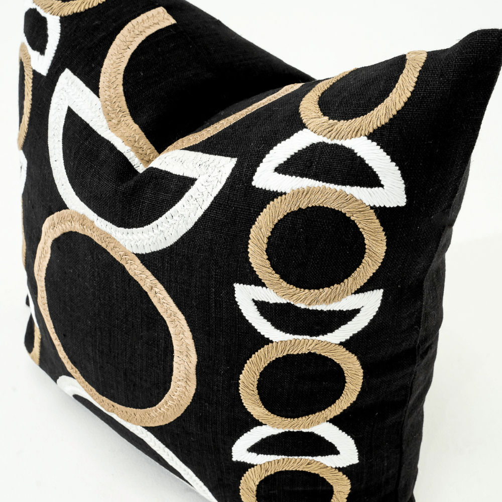 Bandhini Design House Lounge Cushion Inter Gem Embroidery Black Lounge Cushion 55 x 55cm