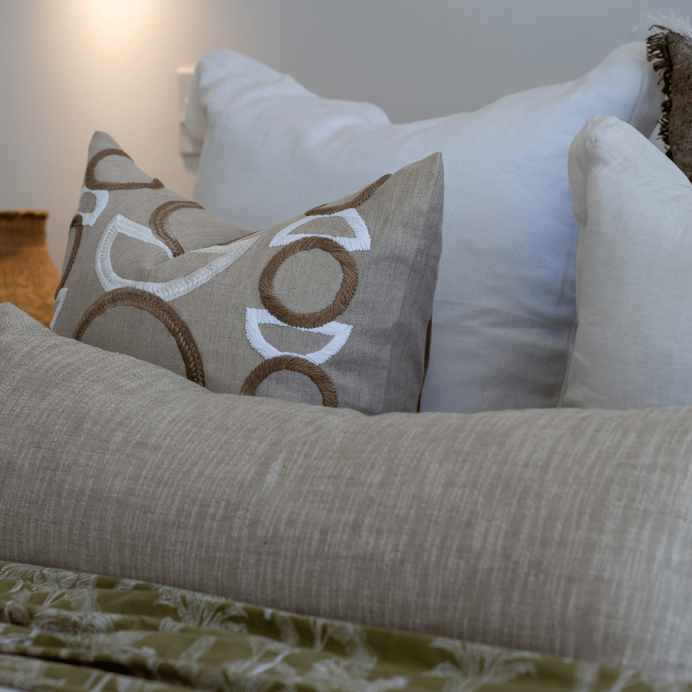 Bandhini Design House Lounge Cushion Inter Gem Embroidery Natural  Lounge Cushion 55 x 55cm