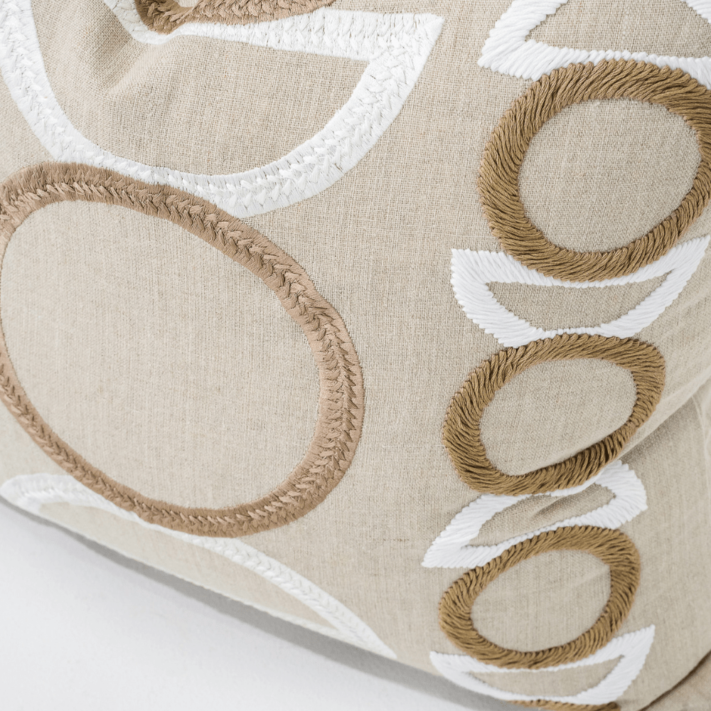 Bandhini Design House Lounge Cushion Inter Gem Embroidery Natural  Lounge Cushion 55 x 55cm