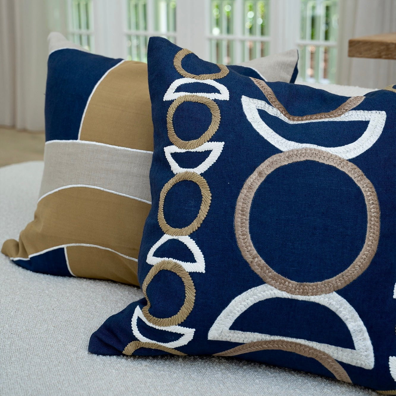 Bandhini Design House Lounge Cushion Inter Gem Embroidery Navy Lounge Cushion 55 x 55cm