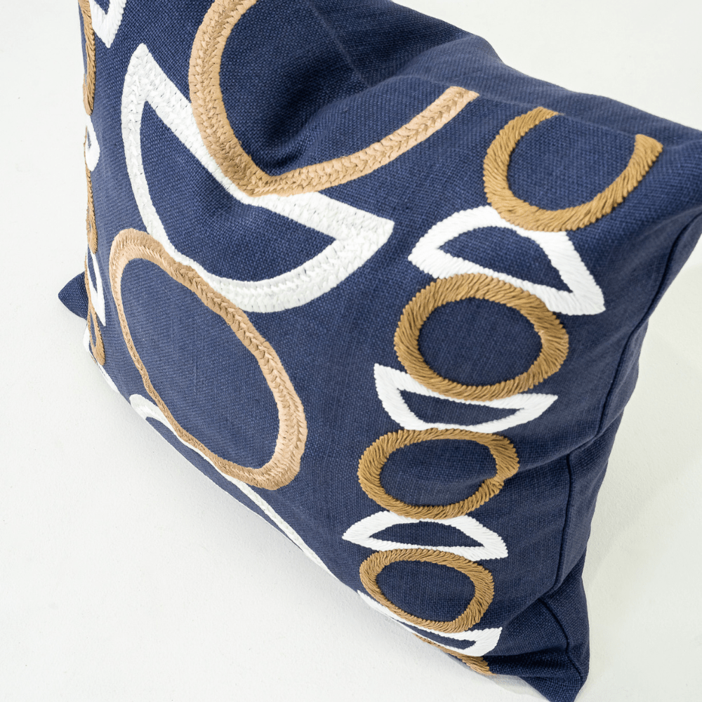 Bandhini Design House Lounge Cushion Inter Gem Embroidery Navy Lounge Cushion 55 x 55cm