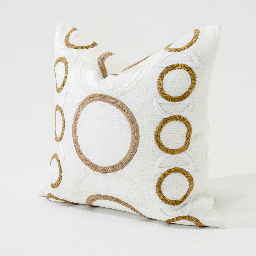 Bandhini Design House Lounge Cushion Inter Gem Embroidery White Lounge Cushion 55 x 55cm