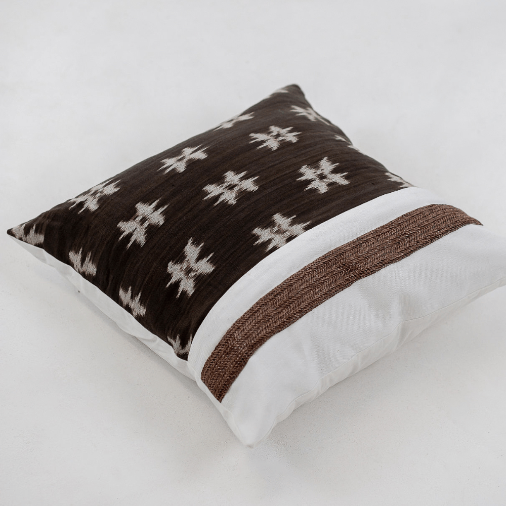 Bandhini - Design House Lounge Cushion Kilim Raffia Chocolate Lounge Cushion 55 x 55cm