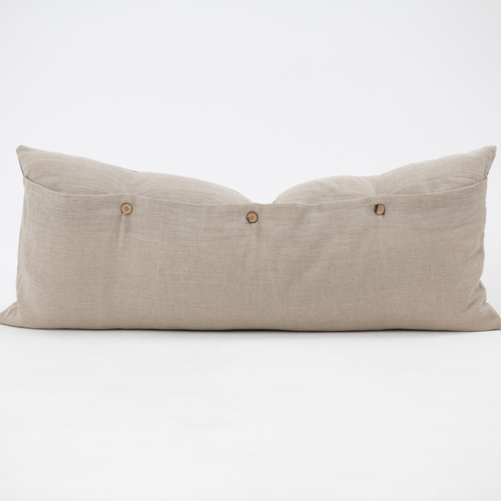 Bandhini - Design House Lounge Cushion Kilim Raffia Mocha Long Lumbar Cushion 35 x 90cm
