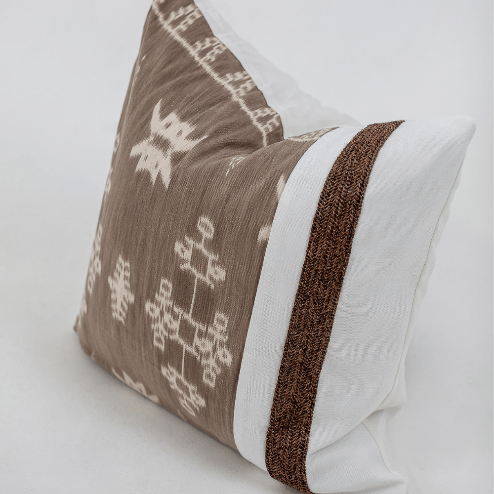 Bandhini - Design House Lounge Cushion Kilim Raffia Mocha Lounge Cushion 55 x 55cm