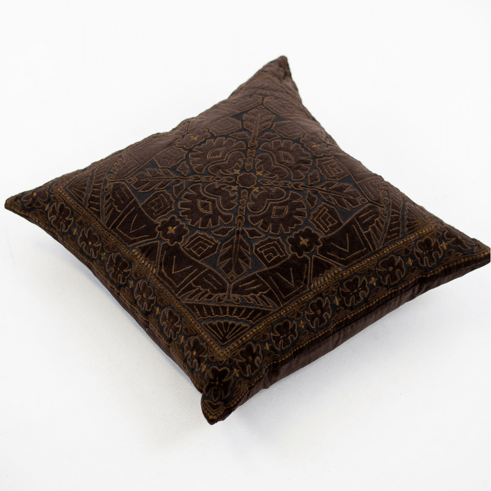Bandhini - Design House Lounge Cushion Kilim Velvet Chocolate Lounge Cushion 55 x 55cm